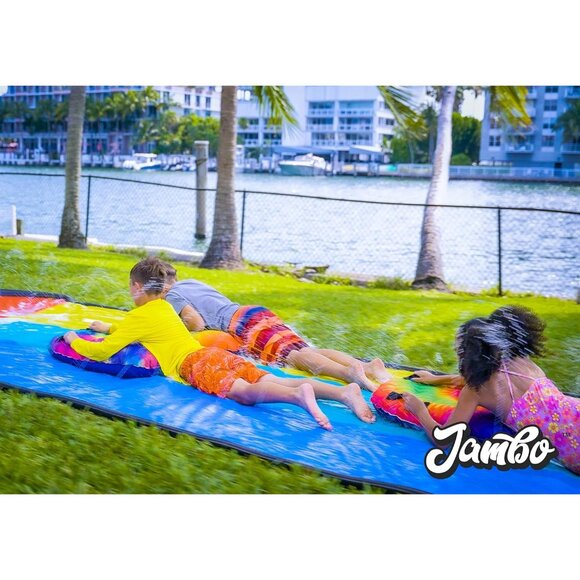 JAMBO 2 Pack Inflatable Surf Body Boards with Handles for Water Slides, Boogie - Picture 8 of 8